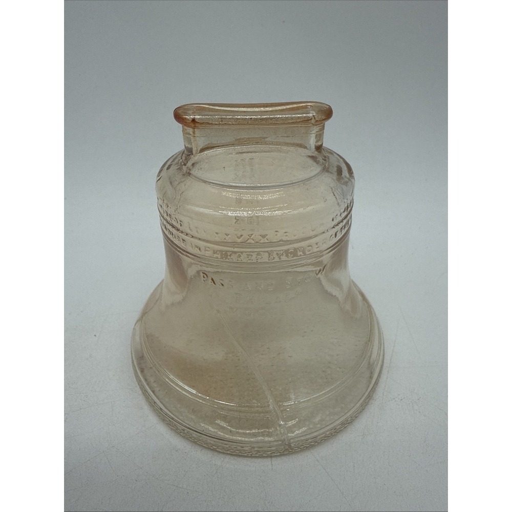 Vintage Anchor Hocking Coin Bank 1976 Bicentennial Liberty Bell Marigold Glass